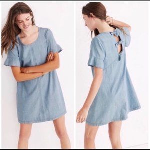 Madewell dress chambray bow tie back design size XL